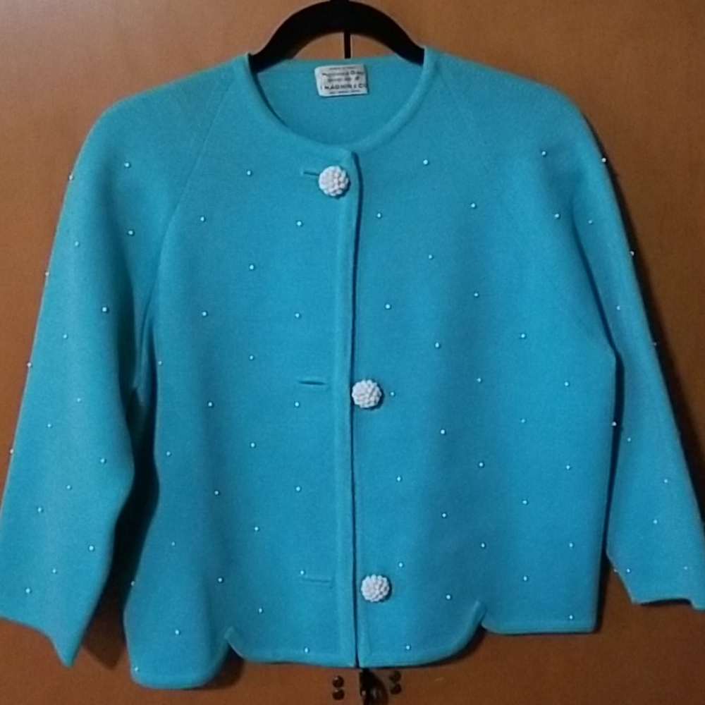 Vintage Marchesa do Grésy Teal Sweater Jacket
